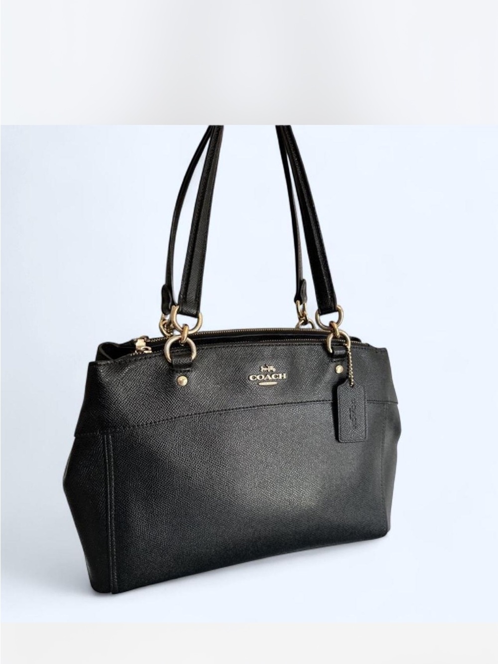 Coach NAVY Leather Shoulder Tote